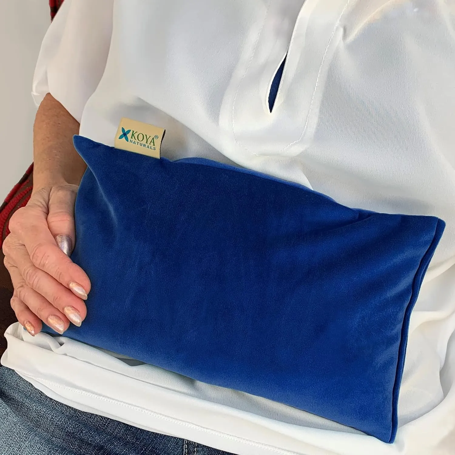 KOYA Naturals Soft Velvet Microwave Heating Pad for Cramps - Microwavable Moist Heat Bag - for Neck, Muscles, Joints, Stomach Pain, Menstrual Cramps (Ultramarine)