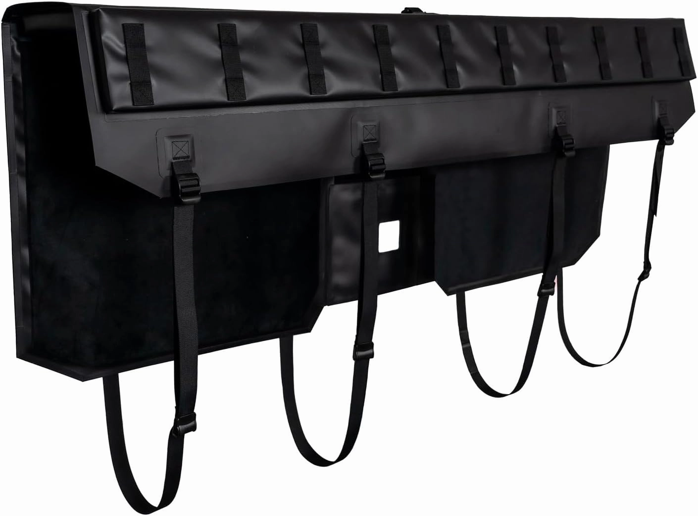 KUAT HUK 51" Straight Durable Soft-Touch TPU Padded Pickup Truck Tailgate Bike Hauling Transportation Easy-Access Protective Pad w/Nylon Straps, Metal G-Hook Buckles & Roll-Up Window, Black