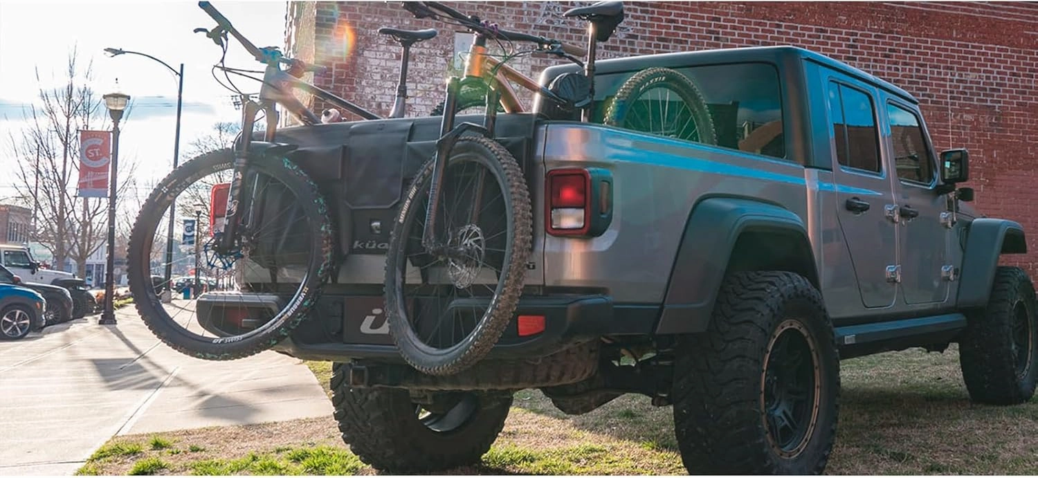 KUAT HUK 51" Straight Durable Soft-Touch TPU Padded Pickup Truck Tailgate Bike Hauling Transportation Easy-Access Protective Pad w/Nylon Straps, Metal G-Hook Buckles & Roll-Up Window, Black