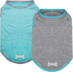 KYEESE 2 Pack Dog Shirts Sun Protection Quick Dry Soft Stretchy Pet T-Shirts with Reflective Label Tank Top Sleeveless Cat Vest Dog Clothes for Small Medium Dogs, Small, Grey Blue