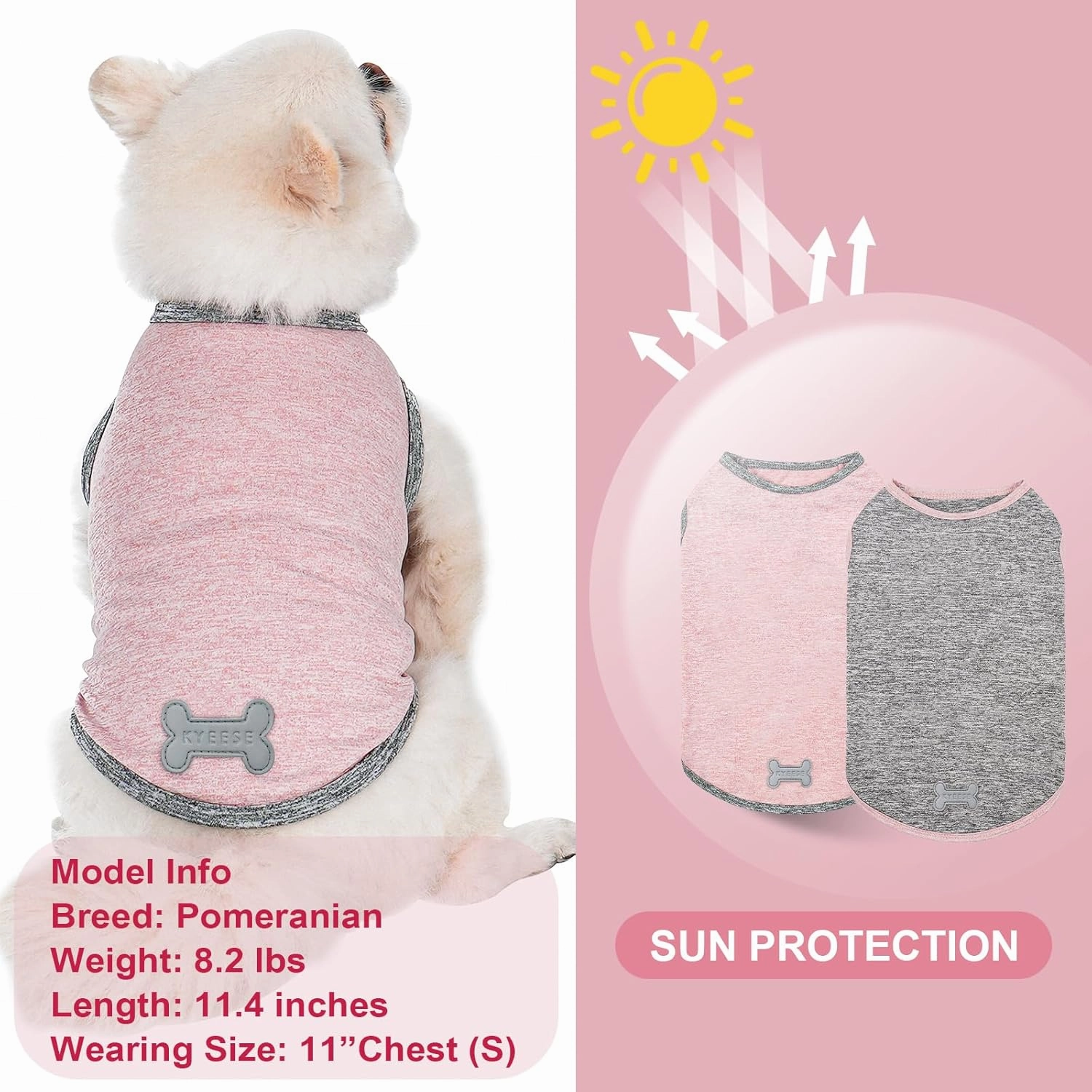 KYEESE 2Pack Dog Shirts Soft Tank Top Quick Dry for Small Dogs Stretchy Sleeveless Dog Vest Small Pet Shirt with Reflective Label Sun Protection T Shirt Lightweight Pet Clothes, Medium