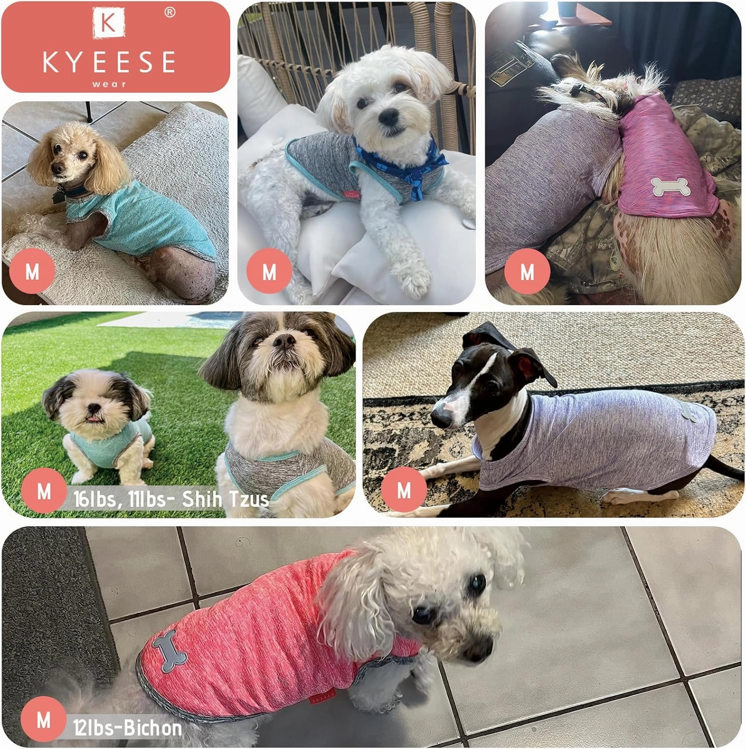 KYEESE 2Pack Dog Shirts Soft Tank Top Quick Dry for Small Dogs Stretchy Sleeveless Dog Vest Small Pet Shirt with Reflective Label Sun Protection T Shirt Lightweight Pet Clothes, Medium