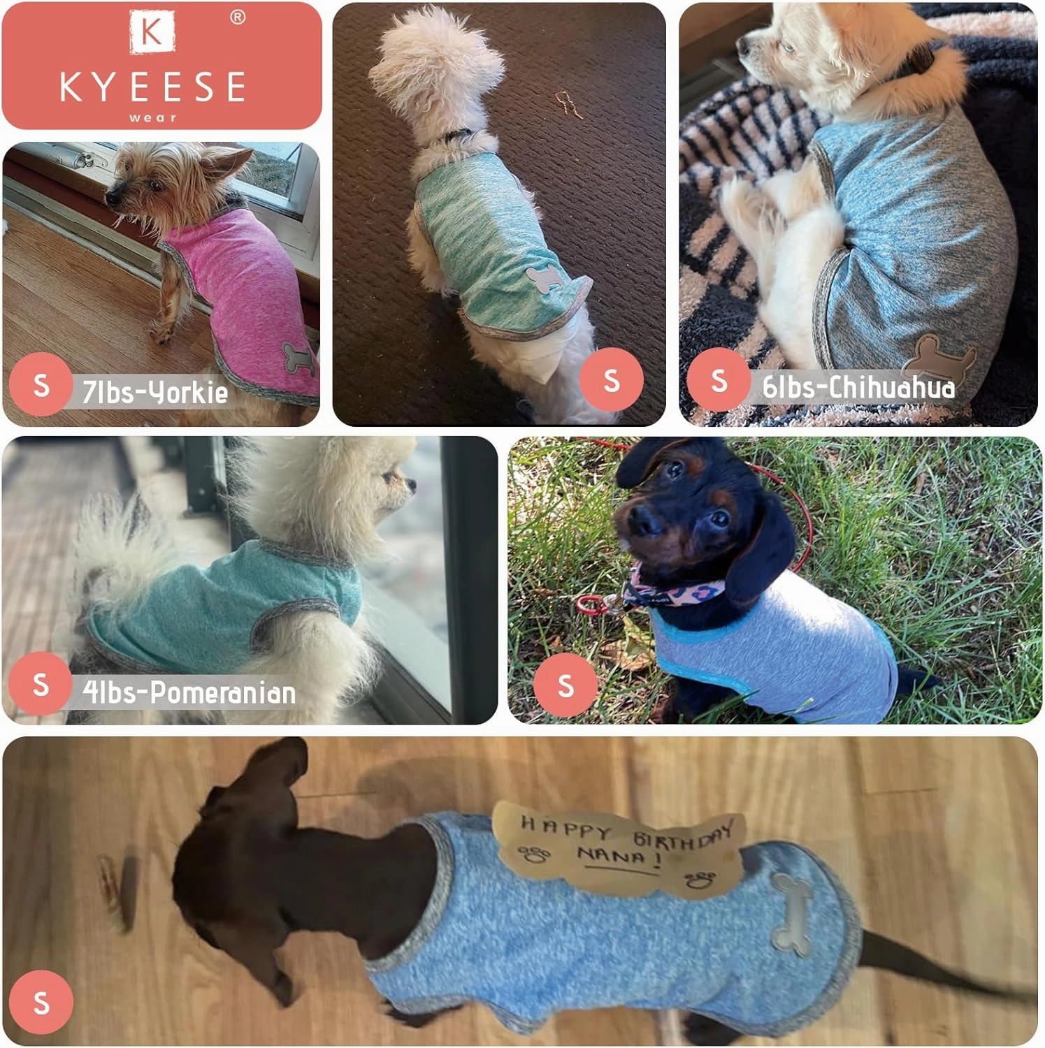 KYEESE 2Pack Dog Shirts Sun Protection Puppy T Shirt Pet Clothes Quick Dry for Small Dog with Reflective Label Soft Tank Top Sleeveless Pet Vest Puppy Clothes, Small