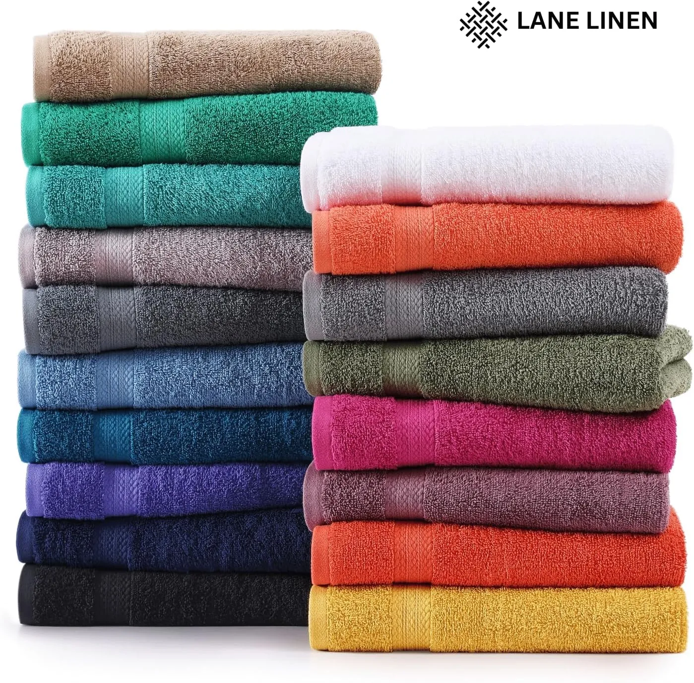 LANE LINEN 100% Mercerized Cotton Luxury Bathroom Towel Set - 16 Pcs - Super Soft, Fluffy & Highly Absorbent - 4 Bath Towels, 8 Washcloths, 4 Hand Towels - Pre Shrunk, Pet Friendly - Wishful Mauve