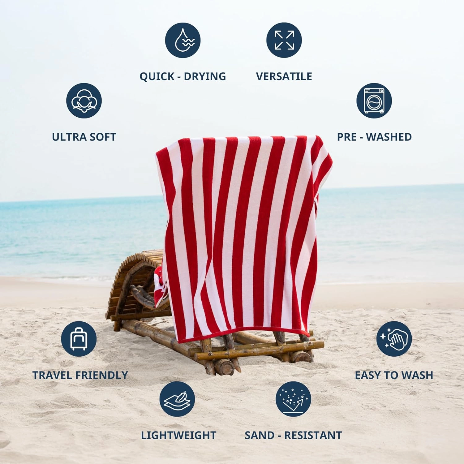 LANE LINEN 6 Pack Beach Towels - 100% Cotton Oversized Pool Towels with Bag, Soft & Absorbent (30"x60") Beach Essentials for Women - Tropical Escape