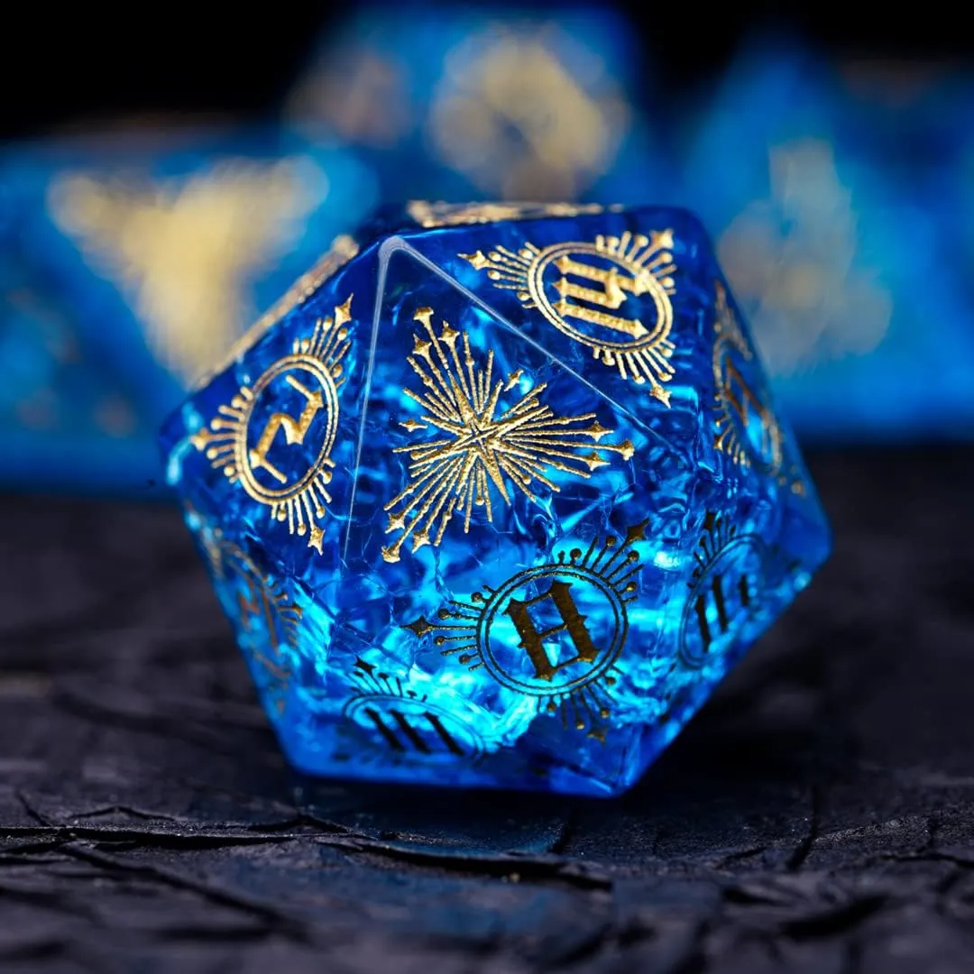 LANGWEI DND Dice Set Pretty Blue Zircon D&D Polyhedral Dice for TRPG Table Games, Dungeons and Dragons,Pathfinder Shadowrun Role Playing, Creative Gift,D20