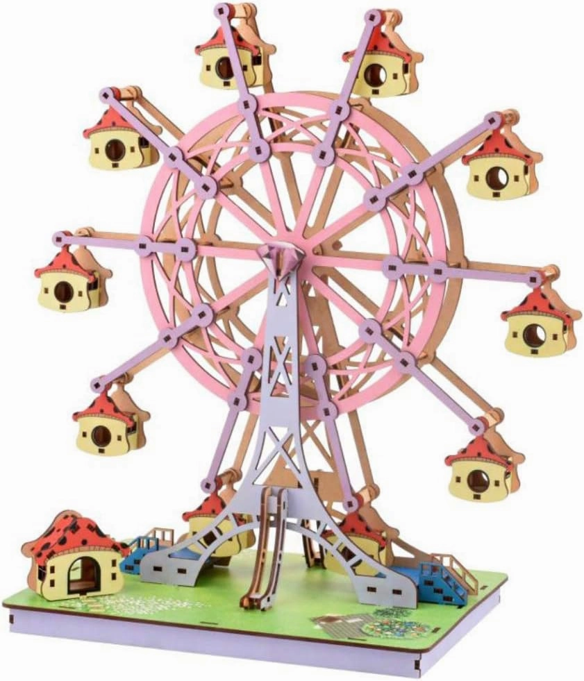 Large Size Wooden Ferris Wheel Building DIY Model Kits - Educational STEM Toys | 3D Puzzles Science Kits for Adults Kids | Mechanical Assembly Stem Colorful