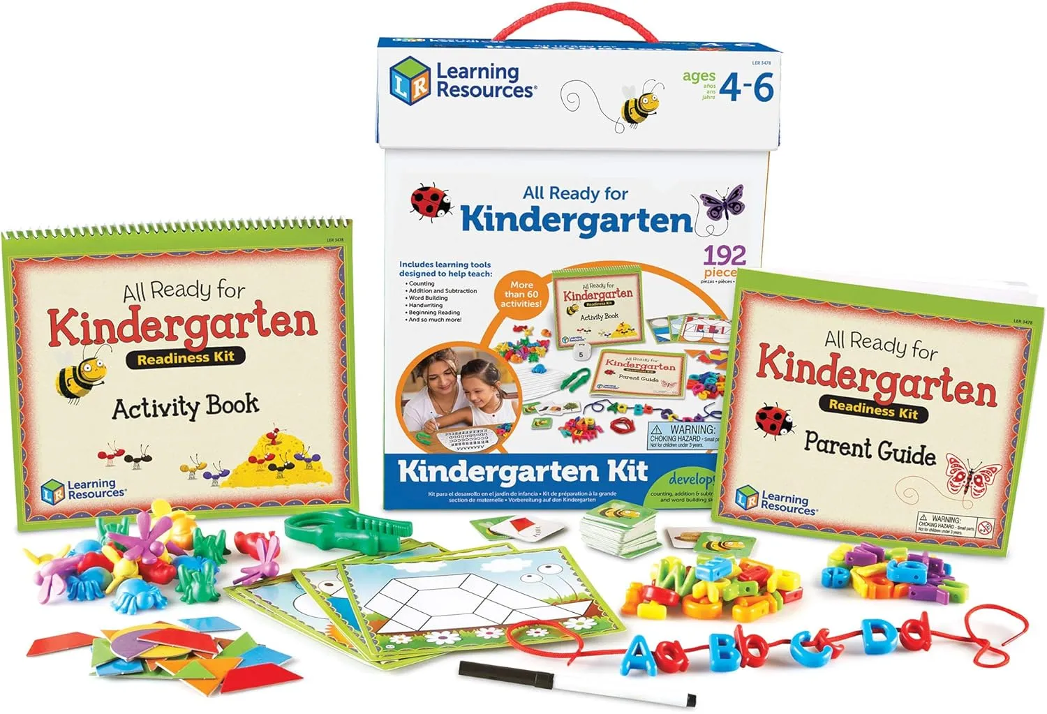Learning Resources All Ready for Kindergarten Readiness Kit for Kids Ages 4  Learning Activities for Kids, Kindergartner Prep Materials, Homeschool Supplies