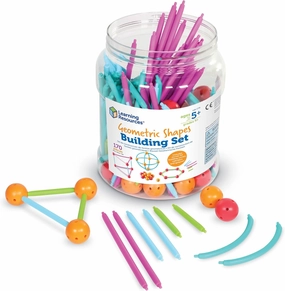 Learning Resources Geometric Shapes Building Set, Early Math Skills, Back to School Activities, Classroom Games for Teachers, 170 Piece Set, Ages 5 