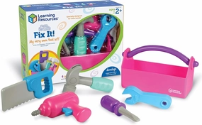 Learning Resources New Sprouts Fix It!, Pink Pretend Play Toy Tool Set for Toddlers, Develops Fine Motor Skills with Imaginative Construction Tools, Gift for Boys and Girls, 6 Pieces, Ages 2 