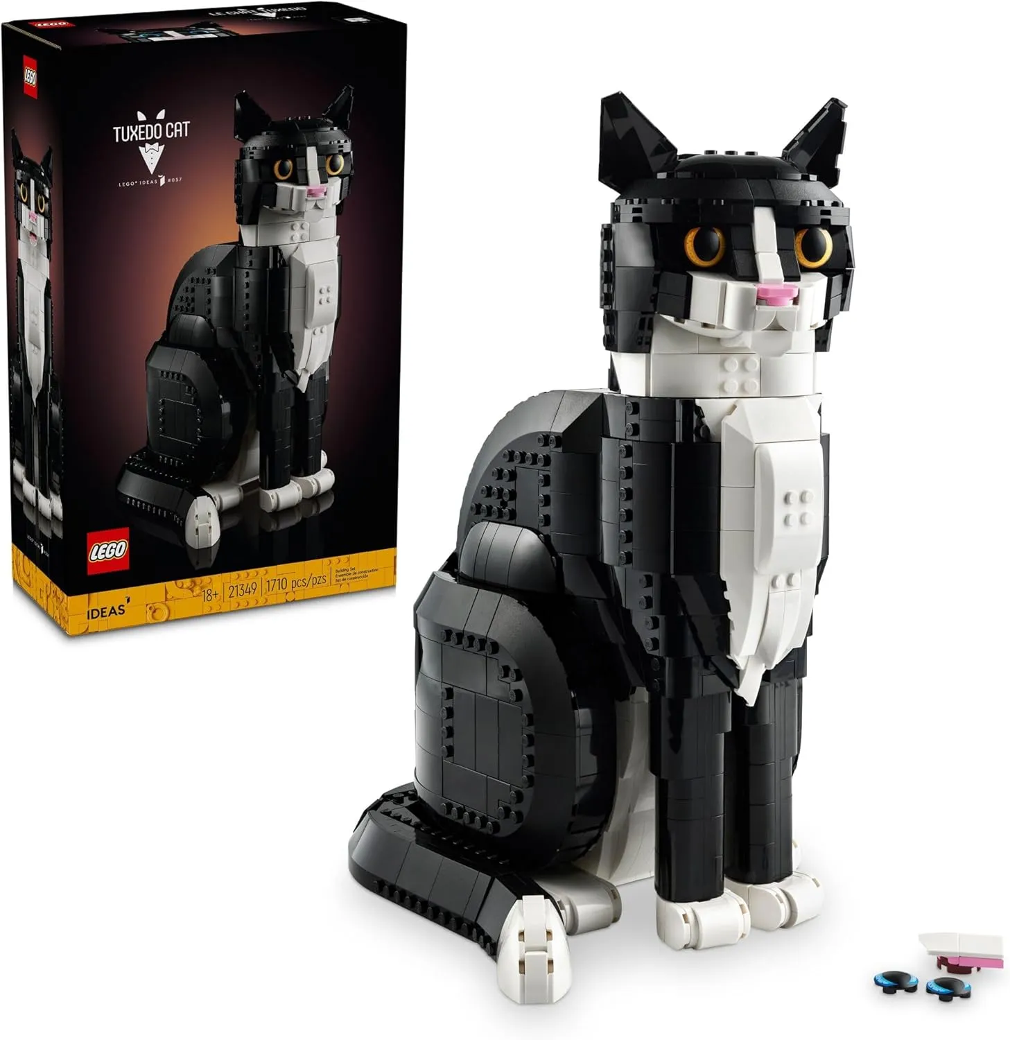 LEGO Ideas Tuxedo Cat - Building Sets for Adults Ages 18  - DIY Crafts Kit for Home Decor, Living Room or Bedroom - Gifts for Mother's Day - 21349