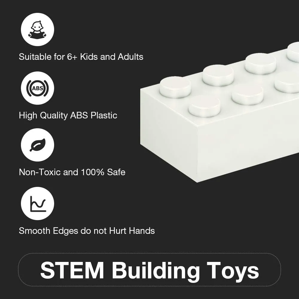 Lekebaby Building Bricks 1500 PCS Basic Building Blocks, Compatible with All Major Brands (White)