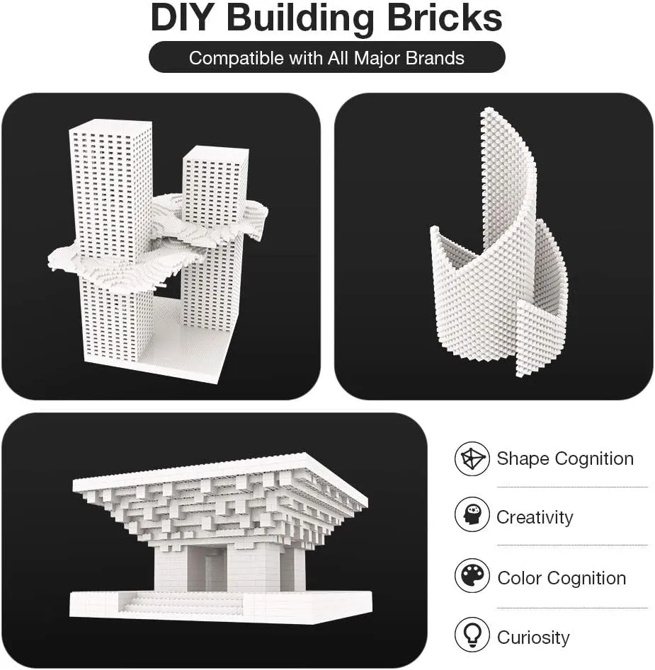 Lekebaby Building Bricks 1500 PCS Basic Building Blocks, Compatible with All Major Brands (White)