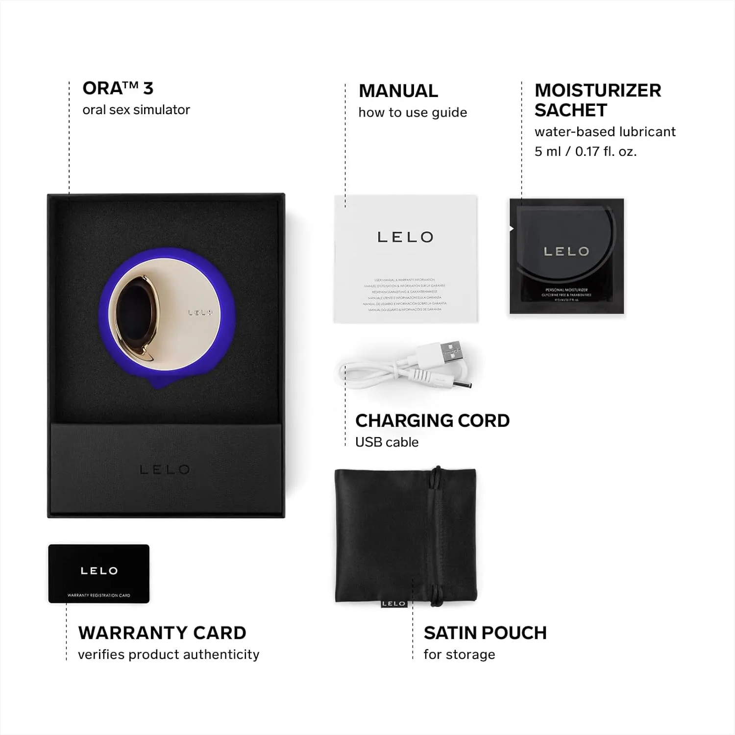 LELO ORA 3 Oral Sex Toy, Tongue Toy for Woman, Sensual Clit Licker and Personal Stimulator for Oral Sex, Tongue Vibrator for Women, Midnight Blue
