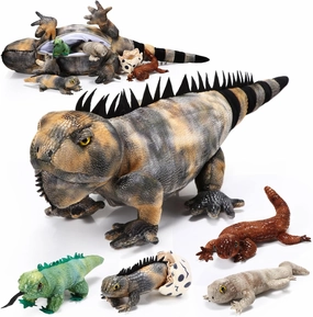 Lenwen 5 Pieces Iguana Lizard Plush Toy Set - 26 Inch Stuffed Animal With 4 Baby Lizards, Simulation Plush for Boy Girl Birthday Pet Party Favor