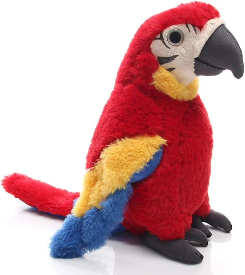 Levenkeness Macaw Parrot Plush, Red Bird Stuffed Animal Plush Toy Doll Gifts for Kids 9.8"