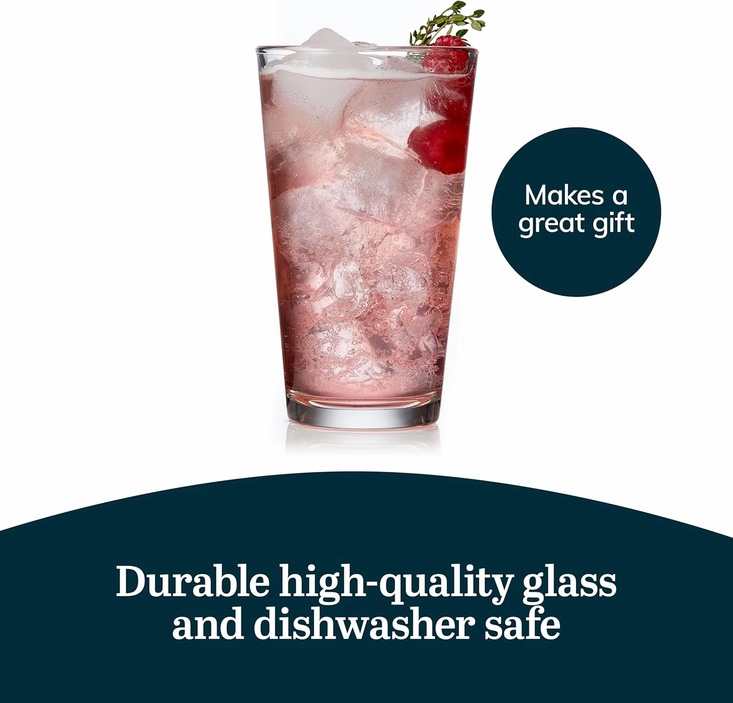 Libbey Bar Essentials Tumbler Glasses Set of 6, Modern Style 16 Oz Glass Set, Dishwasher Safe Tall Drinking Glasses Set for Wine, Beer, and Cocktail