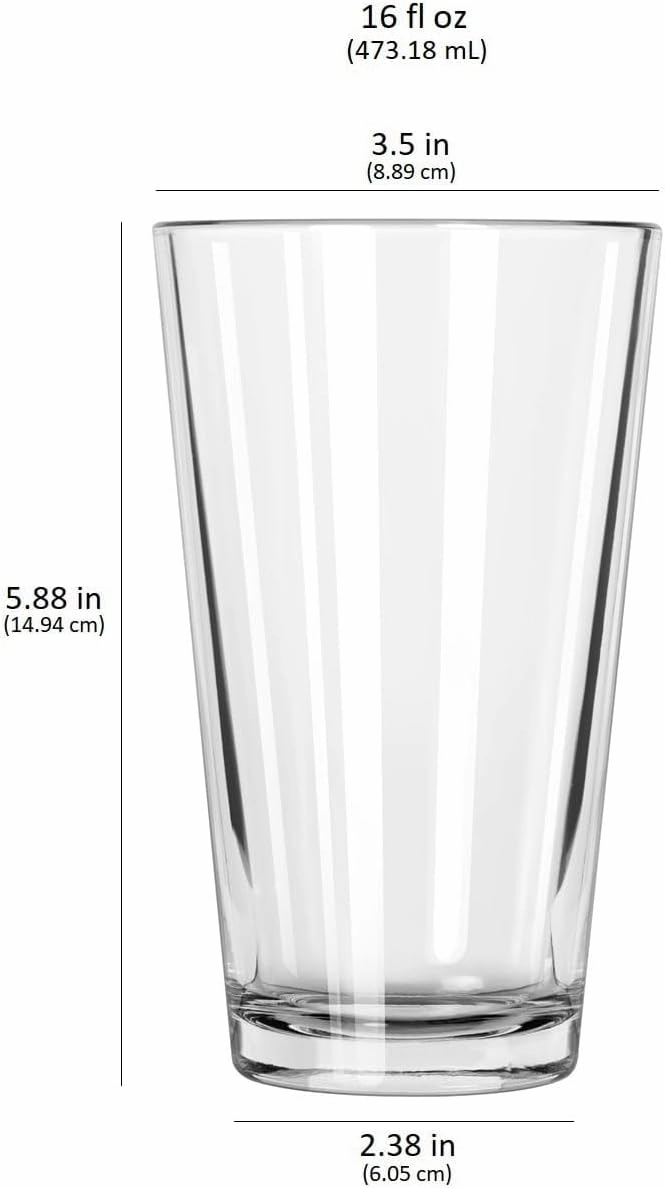 Libbey Bar Essentials Tumbler Glasses Set of 6, Modern Style 16 Oz Glass Set, Dishwasher Safe Tall Drinking Glasses Set for Wine, Beer, and Cocktail