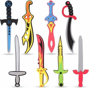 Liberty Imports 8 Pack Foam Swords Weapons Toy Set for Kids Cosplay Pretend Role Play Dress Up Accessories - 8 Different Designs Ninja Pirate Warrior Viking Swords Assorted