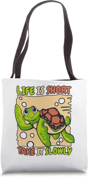 Life Is Short Take It Slowly Red-Eared Slider Lover Turtle Tote Bag