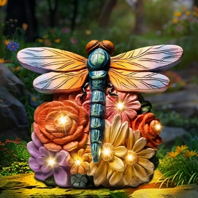 Linkax Birthday Gifts for Women Mom Grandma Sister, Solar Dragonfly Lights Garden Decor, Outdoor Solar Dragonfly Figurine for Outside Patio Yard Front Porch Home, Gardening Housewarming Gifts New Home