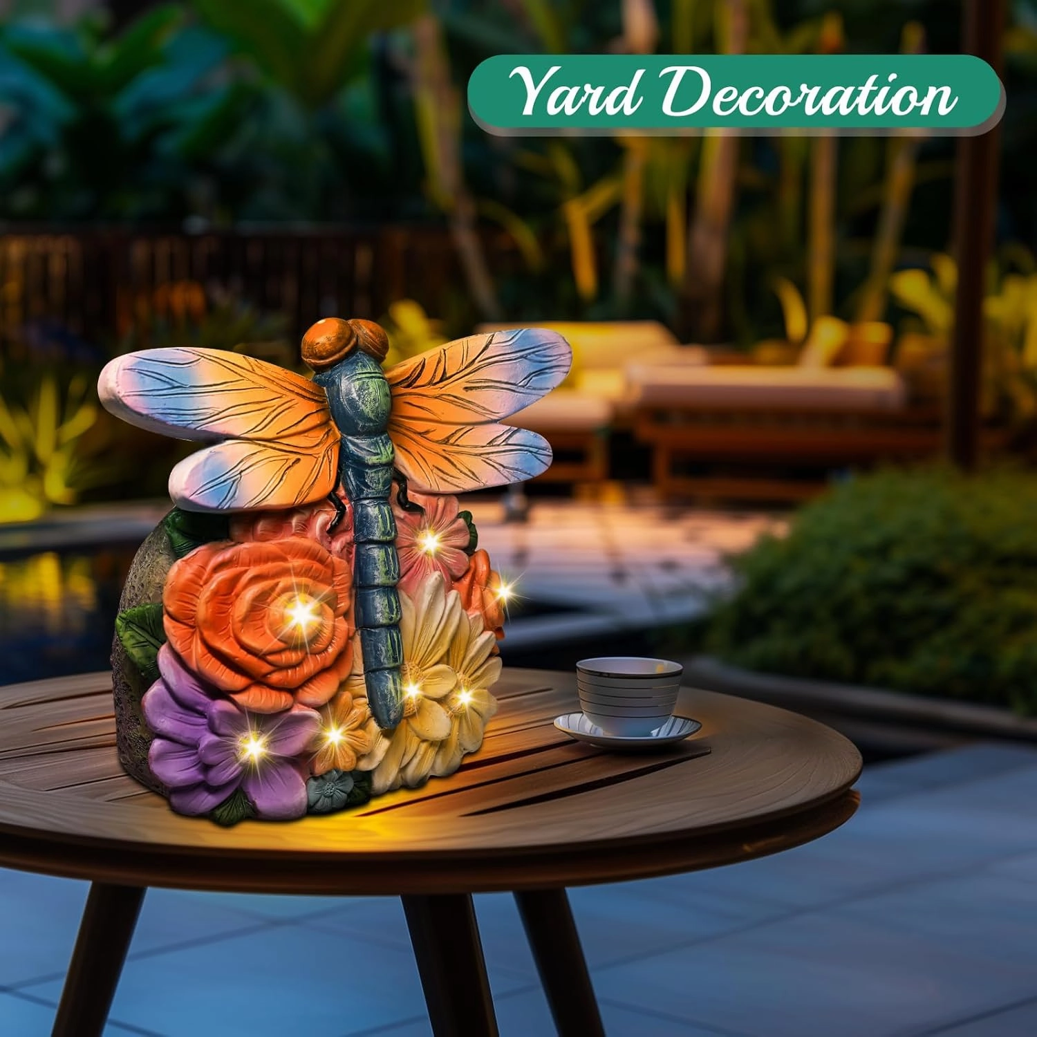 Linkax Birthday Gifts for Women Mom Grandma Sister, Solar Dragonfly Lights Garden Decor, Outdoor Solar Dragonfly Figurine for Outside Patio Yard Front Porch Home, Gardening Housewarming Gifts New Home