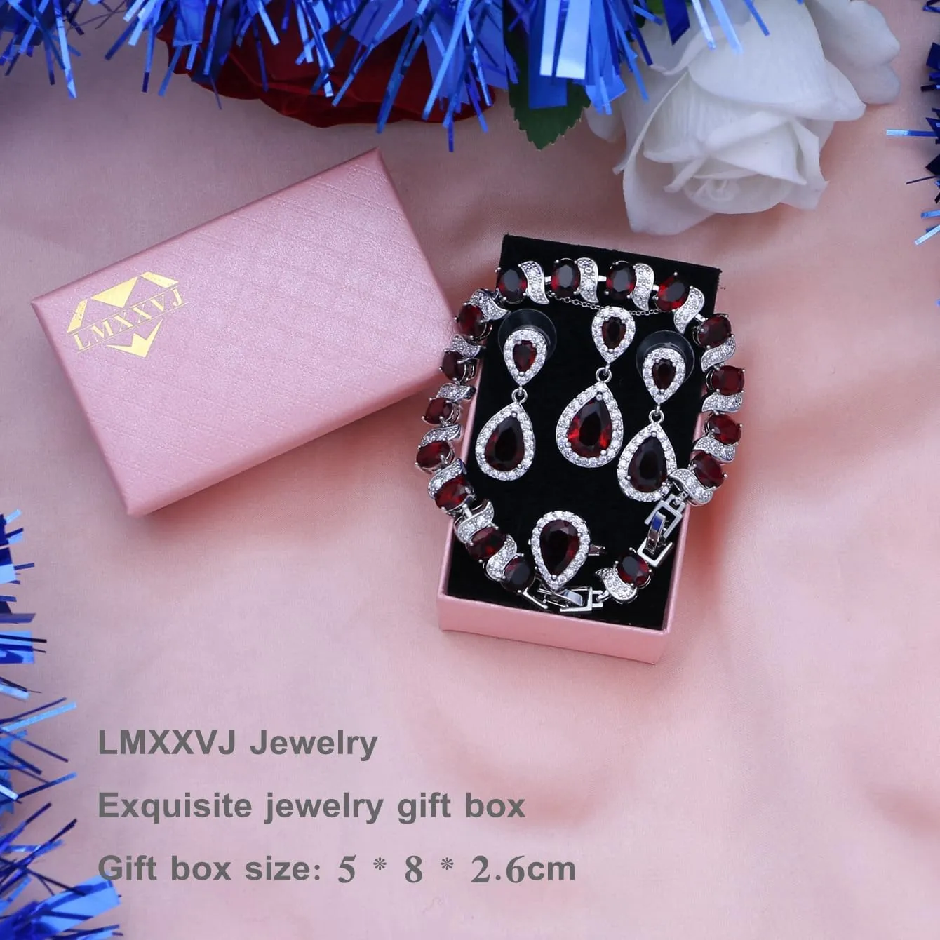 LMXXVJ Teardrop Jewelry Set for Women，Necklace Earrings Adjustable Ring Bracelet Set Fashion Formal Platinum/Gold/Rose Gold Jewelry Gift Girl/Mom/Wife/Grandmother/Best Friend/Aunt