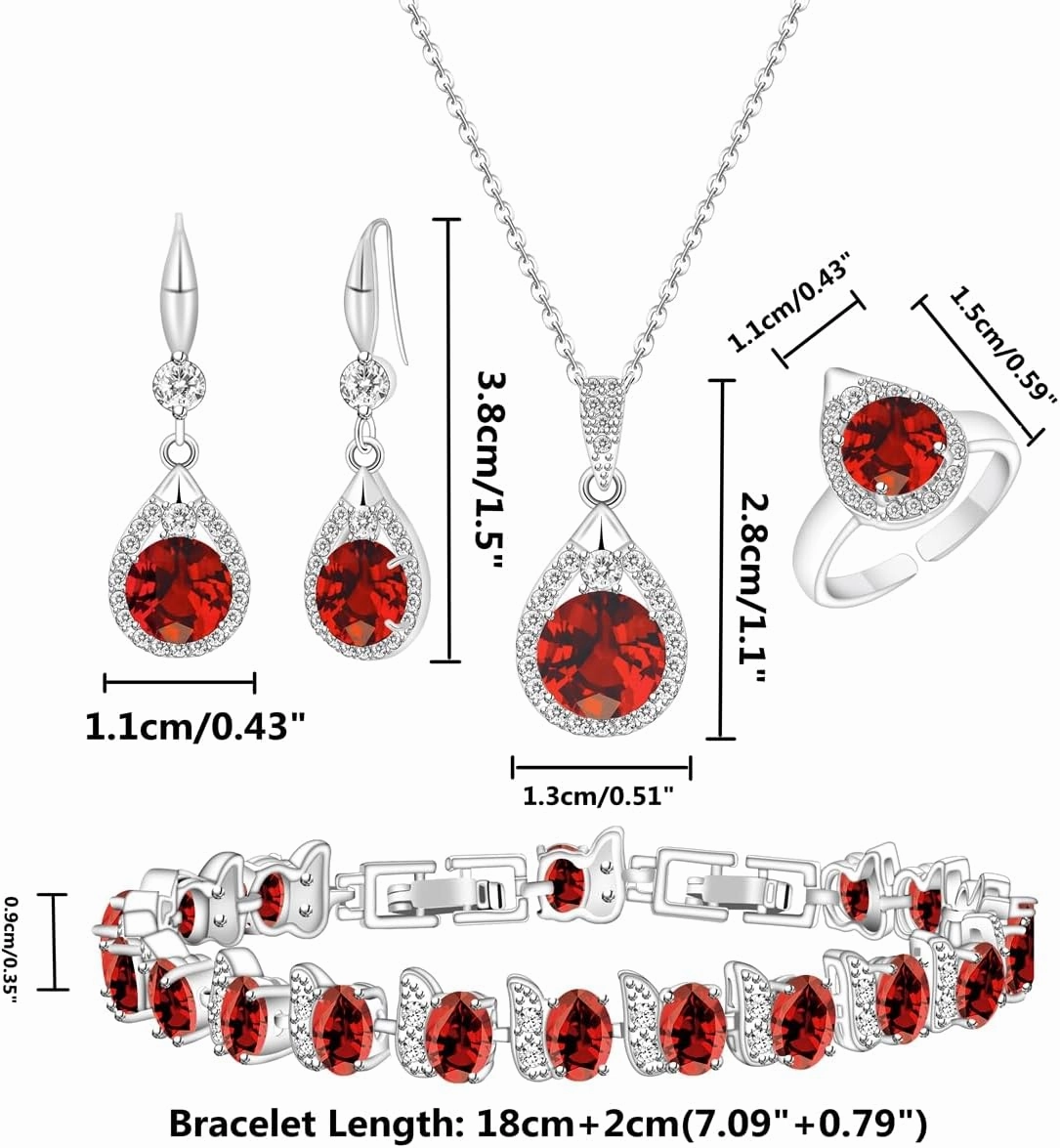 LMXXVJ Jewelry Set For Women,Platinum Plated Necklace Ring Earrings Bracelet Costume Jewelry Set Mother's Day Christmas Birthday Thanksgiving Day Gift for Mom/Wife