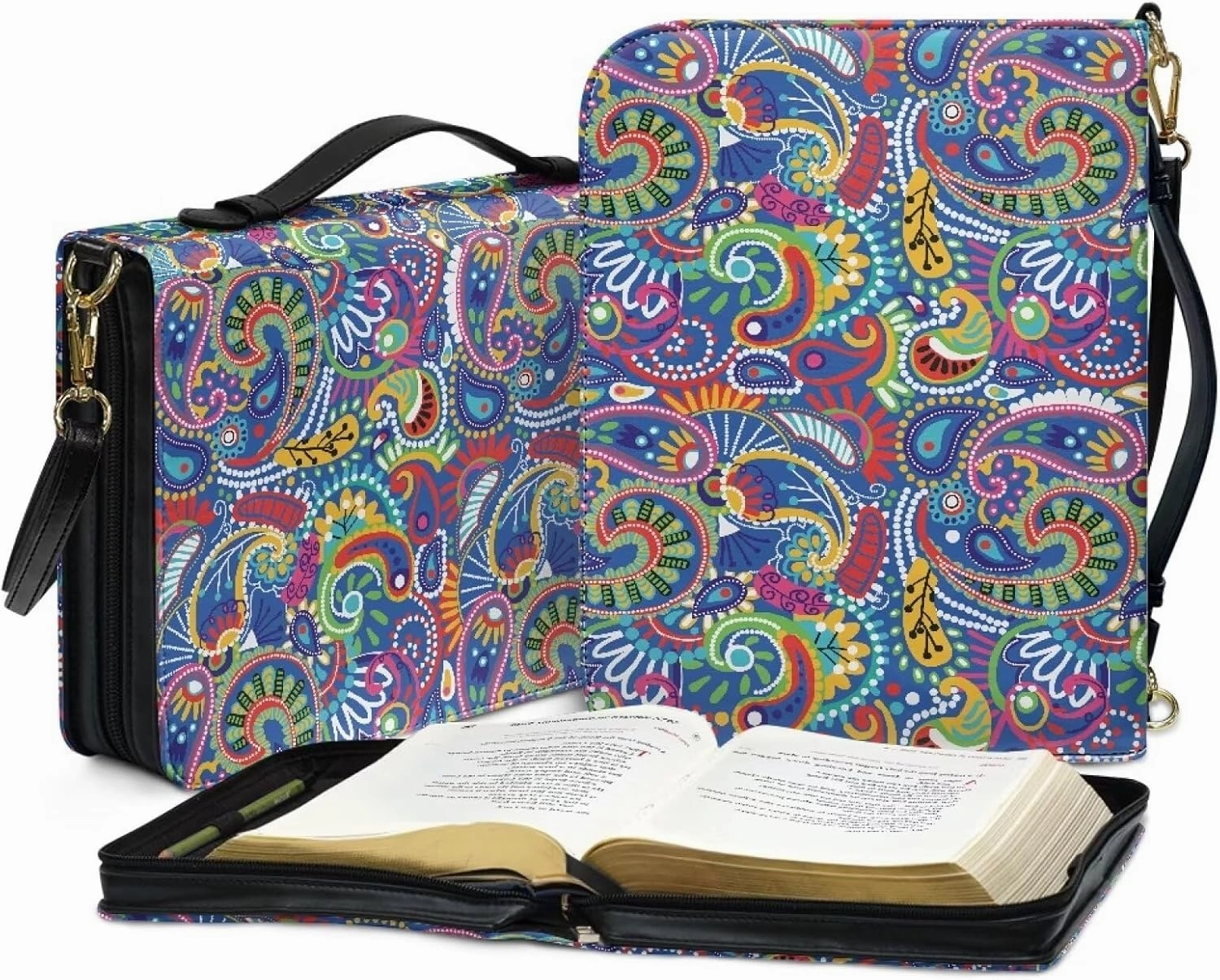 Lotusorchid Bible Cover Bag for Women, Men Bible Accessories with Handle, Bible Carrier Tote with Detachable Shoulder Strap
