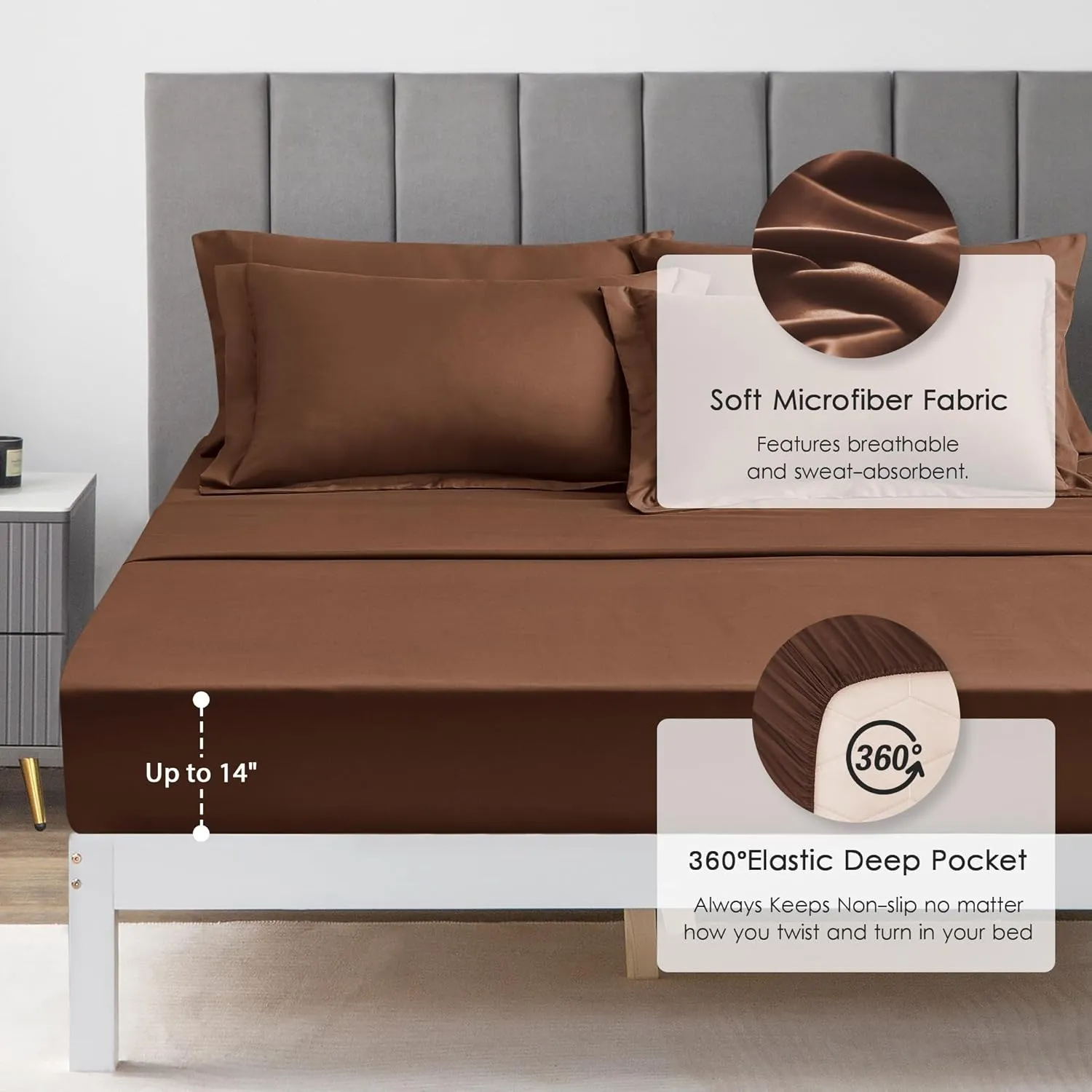Love's cabin Twin Comforter Set Brown, 5 Pieces Twin Bed in a Bag, All Season Bedding Sets with 1 Comforter, 1 Flat Sheet, 1 Fitted Sheet, 1 Pillowcase and 1 Pillow Sham