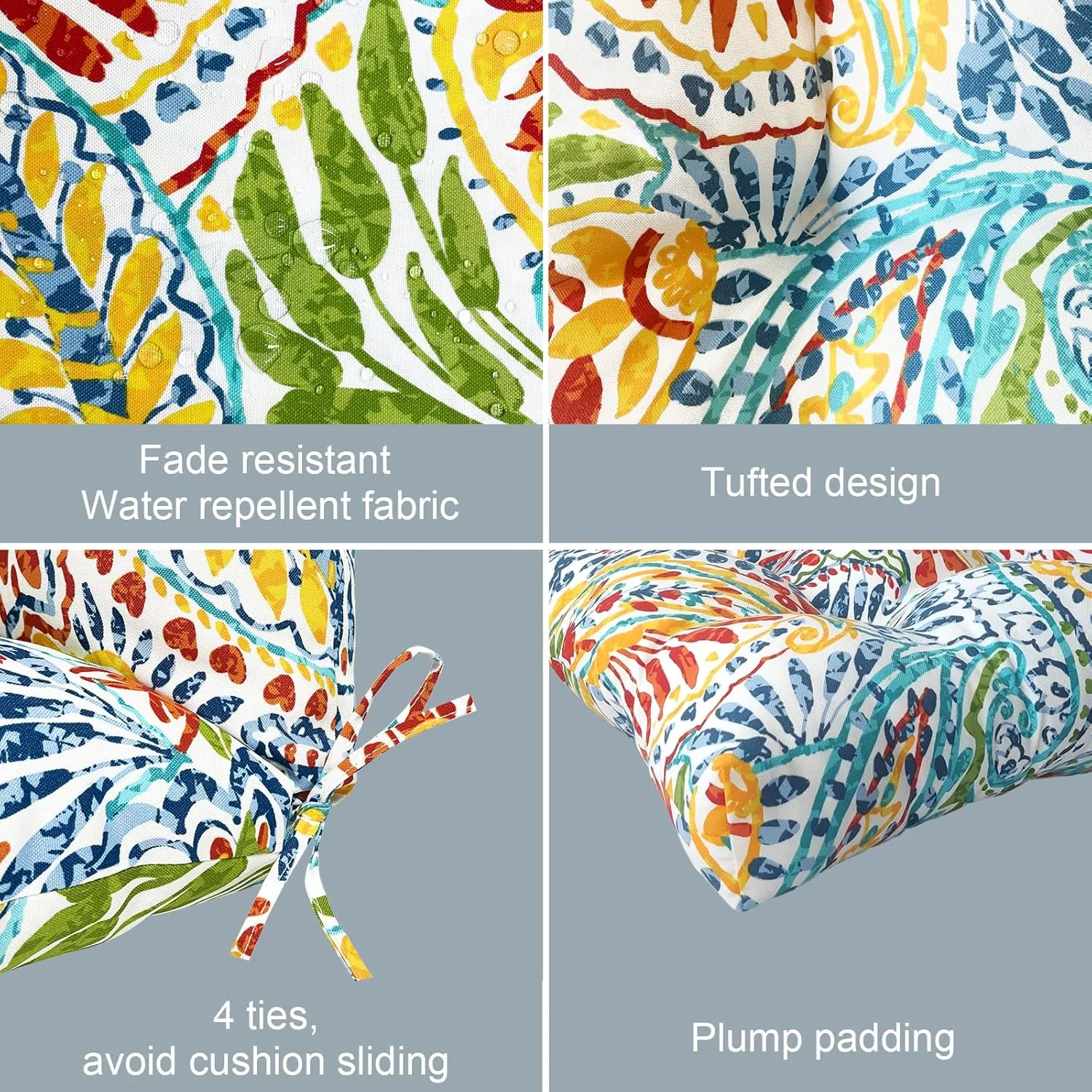 LVTXIII 2 Pack Outdoor/Indoor High Back Chair Cushions, Deep Seat Patio Seat and Back Cushion Set, Stuffed High Rebound Foam Rocking Chair Cushions, 44"x22"x4", Paisley Ummi Multi