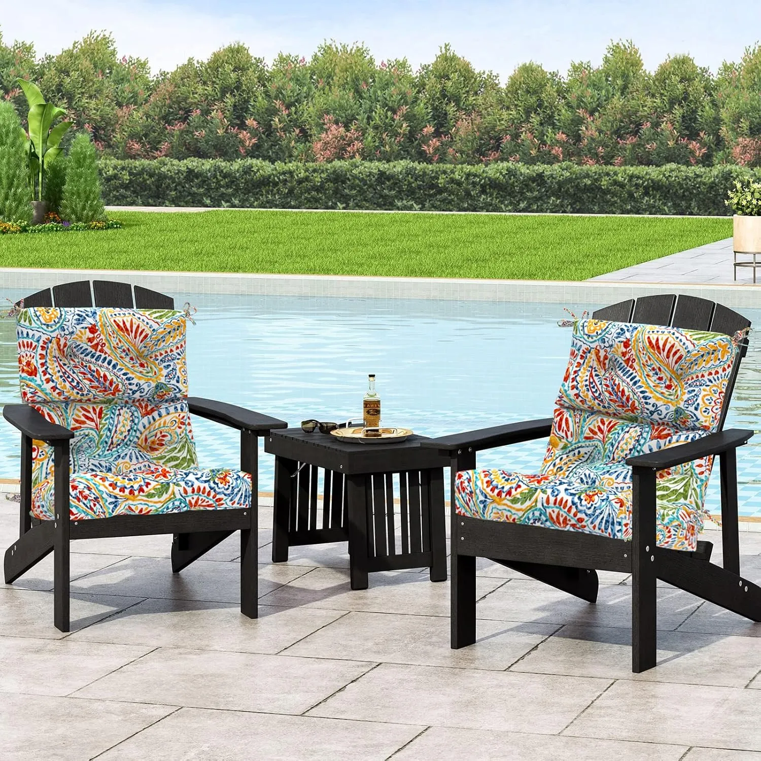LVTXIII 2 Pack Outdoor/Indoor High Back Chair Cushions, Deep Seat Patio Seat and Back Cushion Set, Stuffed High Rebound Foam Rocking Chair Cushions, 44"x22"x4", Paisley Ummi Multi