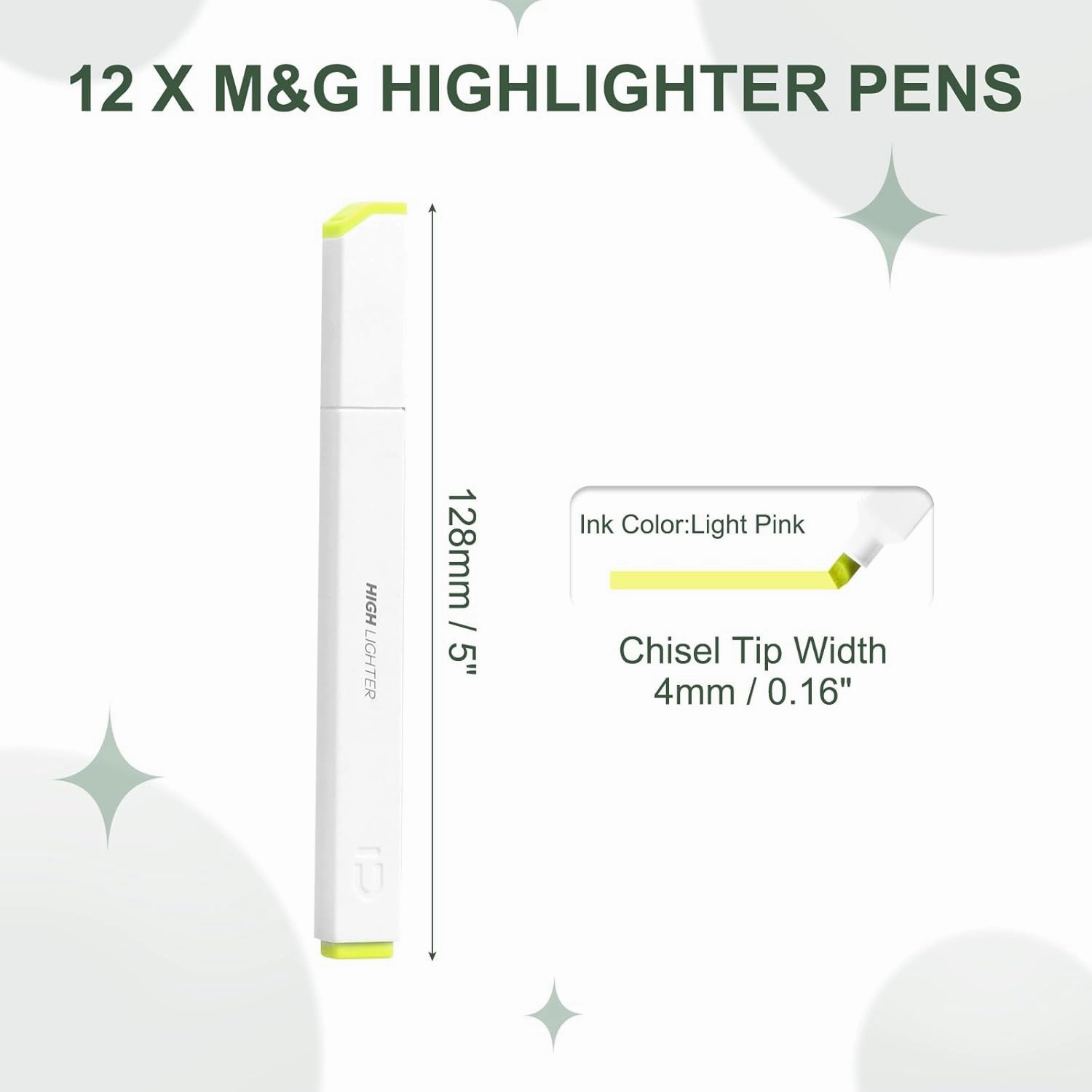 M&G Yellow Highlighter, 12 Pack High Lighters Highlighters No Bleeds Highliters Pens Neon Soft Highlighters Bulk Clear View Bright Tip Marker for Books Home Office, Square