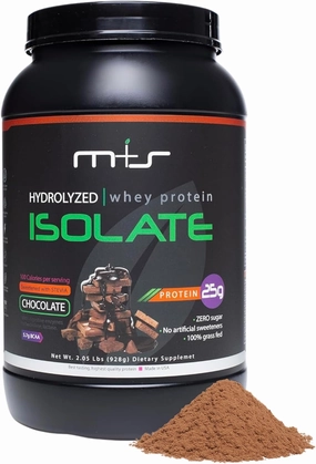 M S 100% Grass Fed - Hydrolyzed Whey Protein Isolate Powder- Gluten Free, Fast Absorbing, Easy Digesting, Stevia Sweetened (Chocolate, 2.05 Lb)