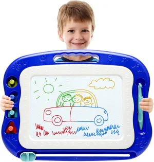 Magnetic Drawing Board,Large Doodle Board Toddler Toys for Girls Boys 3 4 5 6 7 Year Old Kids Gift Etch A Colorful Sketch Magnet Erasable Pad (Blue)
