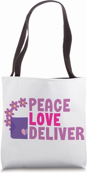 Mailman Peace Love Deliver Postal Worker Tote Bag