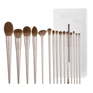 Makeup Brush Set (15 Pieces) - Includes Foundation, Powder, Concealers, Highlighter, Contour, Eye Shadows & Blush Makeup Brushes - Face & Eye Make Up Brushes with Synthetic Bristles