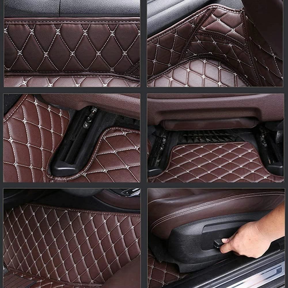 Making Car Floor Mats Protection Pads Compatible for Scion tC,iA,C-HR,FR-S Car Full Coverage All Weather Pads Protection Non-Slip Leather Floor Liners (Beige Black Beige)