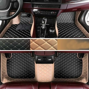 Making Car Floor Mats Protection Pads Compatible for Scion tC,iA,C-HR,FR-S Car Full Coverage All Weather Pads Protection Non-Slip Leather Floor Liners (Beige Black Beige)