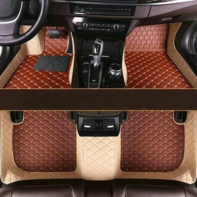 Making Car Floor Mats Protection Pads Compatible for Scion tC,iA,C-HR,FR-S Car Full Coverage All Weather Pads Protection Non-Slip Leather Floor Liners (Beige Light Brown)
