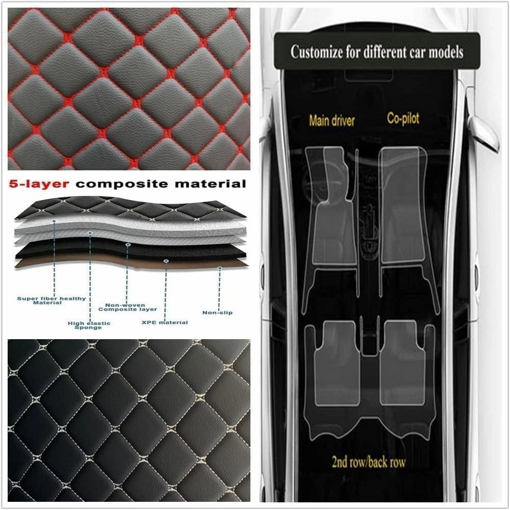 Making Car Floor Mats Protection Pads Compatible for Scion tC,iA,C-HR,FR-S Car Full Coverage All Weather Pads Protection Non-Slip Leather Floor Liners (Dark brown stripe)