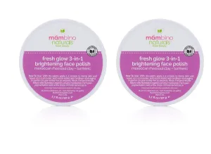 Mambino Organics Fresh Glow 3-In-1 Face Scrub – All Natural Exfoliating Face Wash 1.7 Ounces (2-PACK)