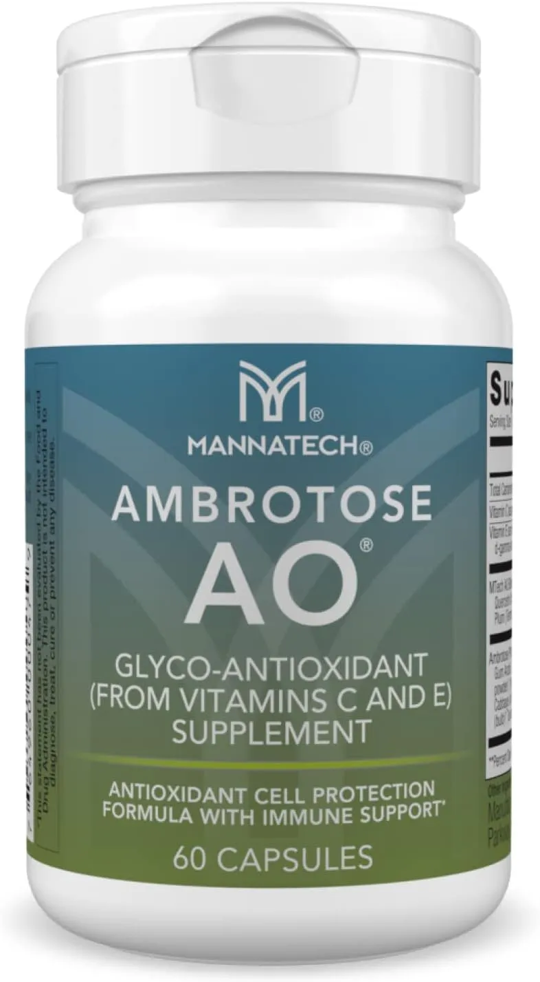 Mannatech Ambrotose AO 60 Capsules Loaded w/ Vitamin C and Vitamin E. Helps Body Against Free Radicals. Gluten-Free, Dairy-Free & Vegetarian-Friendly Immune Support Supplement