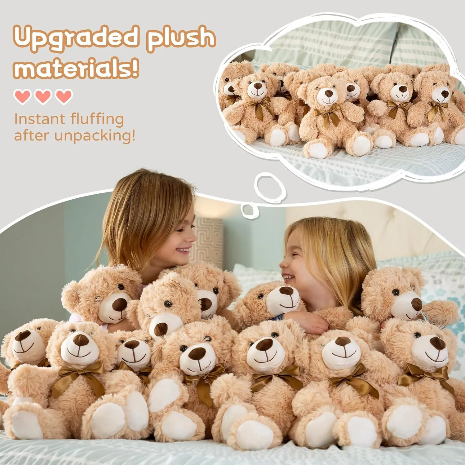 MaoGoLan 12 Pack Teddy Bears in Bulk 14 inch Stuffed Animals Set for Kids Small Stuffed Bears Bulk Teddy Bear for Wholesale, Baby Shower Decorations Christmas (Machine Washable)