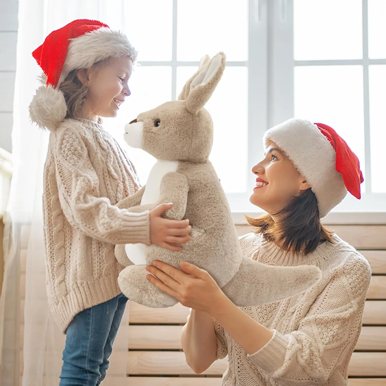 MaoGoLan 5 Pcs Kangaroo Stuffed Animals with Pouch for Girl,20" Kangaroo Plush with 4 Small Babies Wallaby for Party Favor,Mama Baby Wallaby Stuffed Animal for Christmas Birthday