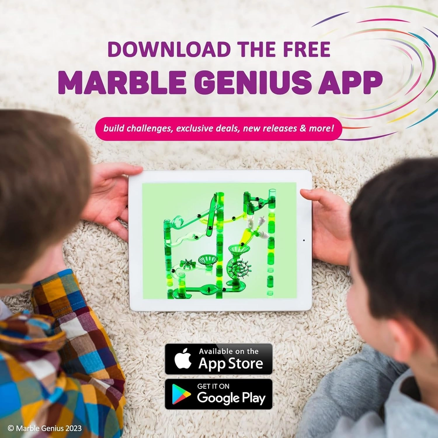 Marble Genius Marble Run Booster Set - 30 Pieces Total (10 Action Pieces Included), Construction Building Blocks Toys for Ages 3 and Above, with Instruction App Access, Add-On Set, Jungle