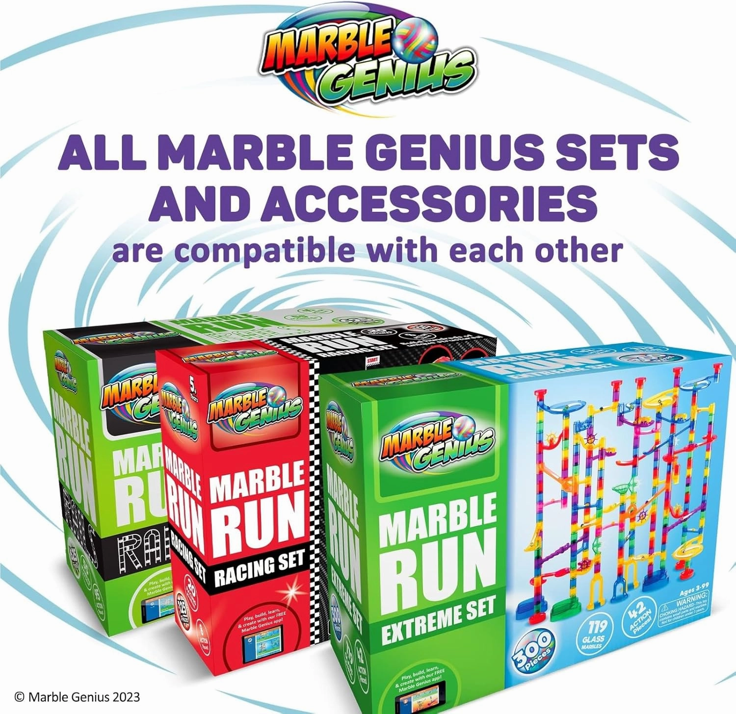 Marble Genius Marble Run Booster Set - 30 Pieces Total (10 Action Pieces Included), Construction Building Blocks Toys for Ages 3 and Above, with Instruction App Access, Add-On Set, Jungle