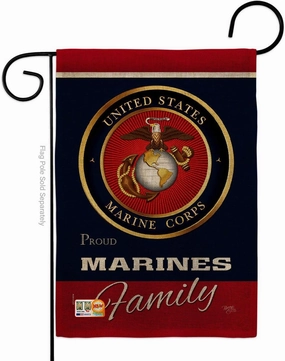 Marines Proudly Family Burlap - Armed Forces Marine Corps USMC Semper Fi United State American Military Veteran Retire Official - House Banner Small Yard Double-Sided , Garden Flag 13"x 18.5"