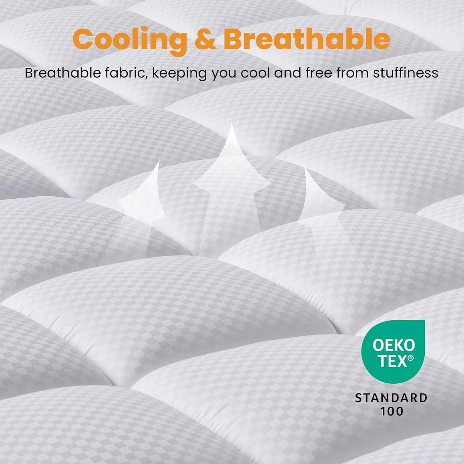 MATBEBY Queen Size Mattress Pad - Cooling Breathable Mattress Topper, Quilted Fitted Mattress Protector, Pillow Top Mattress Cover with 8-21" Deep Pocket, Soft, Machine Washable, White, 60x80 Inches