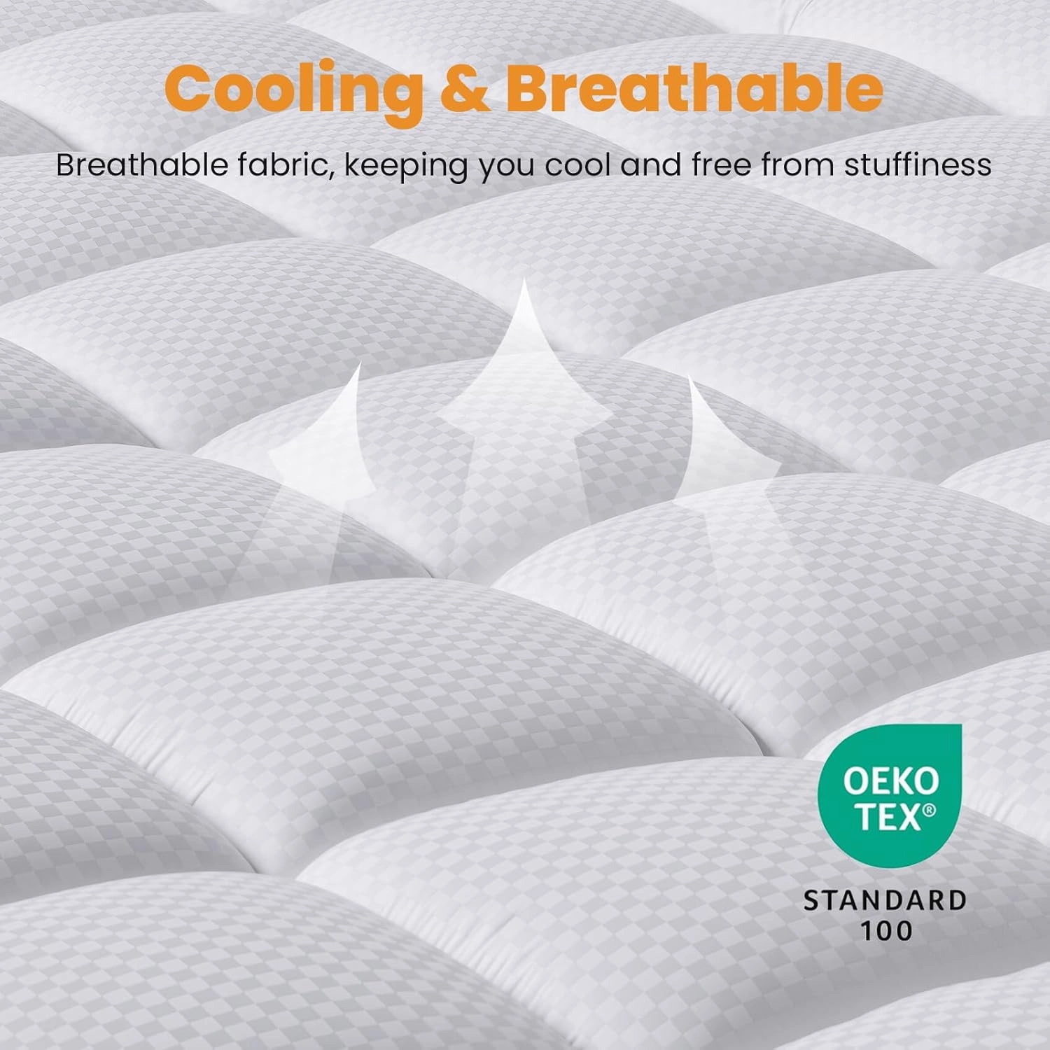 MATBEBY Queen Size Mattress Pad - Cooling Breathable Mattress Topper, Quilted Fitted Mattress Protector, Pillow Top Mattress Cover with 8-21" Deep Pocket, Soft, Machine Washable, White, 60x80 Inches